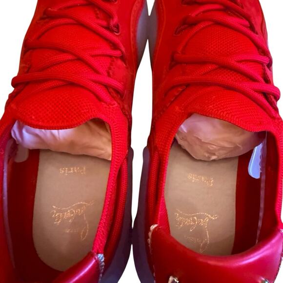 Christian Louboutin Arpoador Red Suede Drawstring Sock Sneakers Men’s EU 43US 10 - Picture 7 of 14